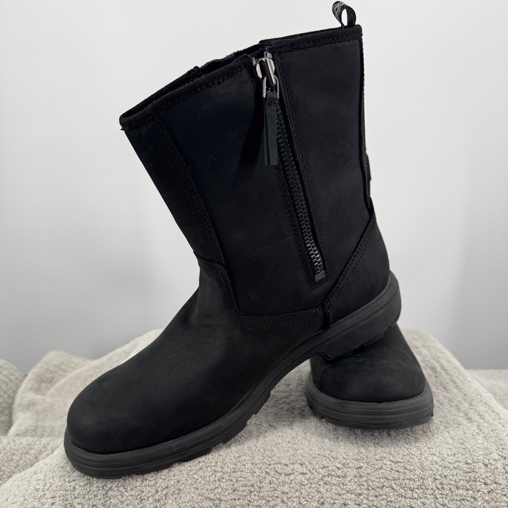 UGG Biltmore Moto Boot Black Waterproof Leather Suede Mens 10 1106808